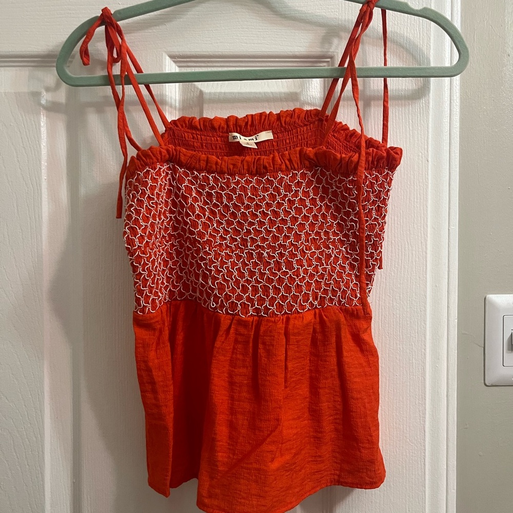 Francesca's Collections Red Smocked Camisole